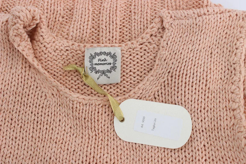 PINK MEMORIES Pink Cotton Blend Knitted Sleeveless Sweater - Zeiniez