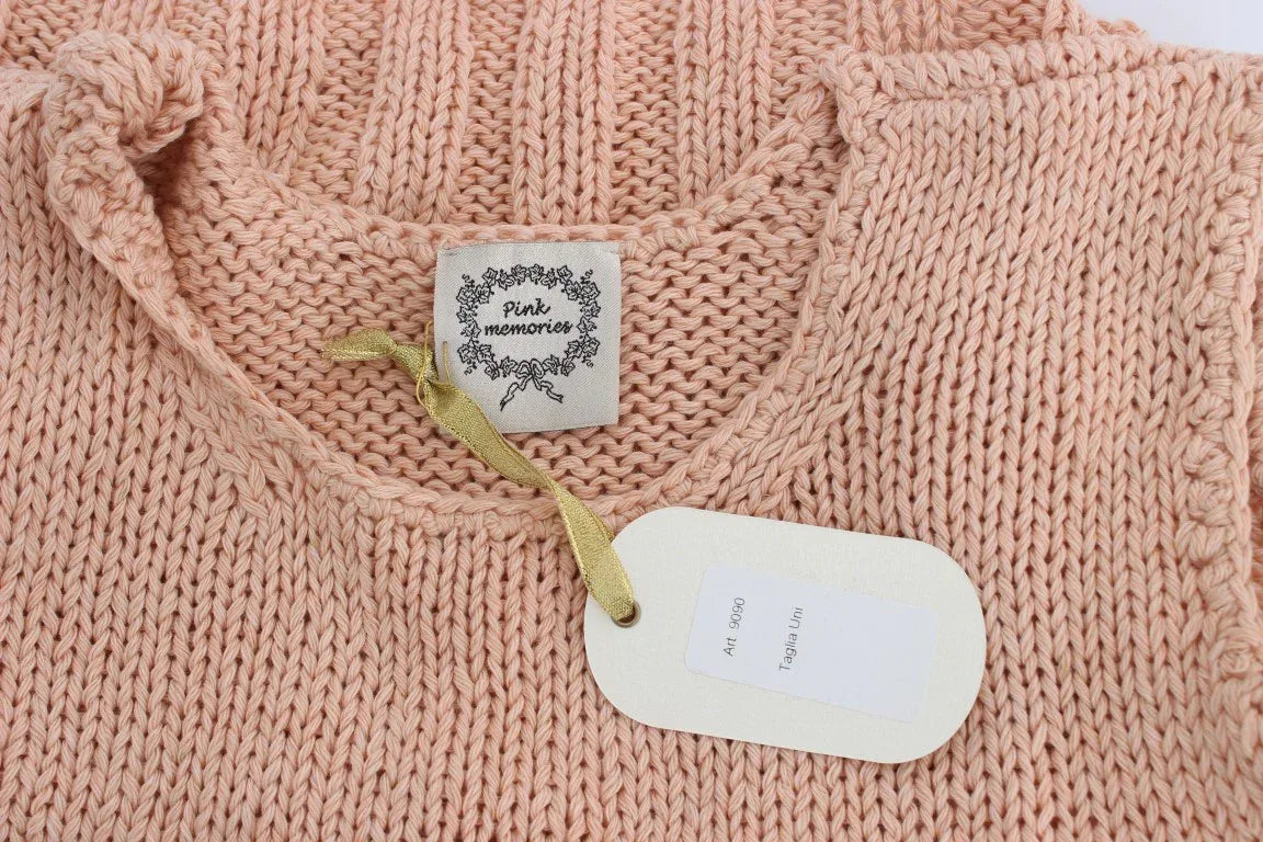 PINK MEMORIES Pink Cotton Blend Knitted Sleeveless Sweater - Zeiniez