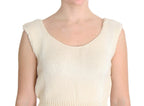 PINK MEMORIES Beige Cotton Blend Knitted Sleeveless Sweater - Zeiniez
