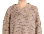 PINK MEMORIES Beige Wool Blend Knitted Oversize Sweater - Zeiniez