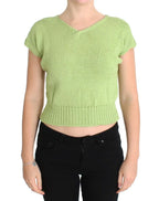 PINK MEMORIES Green Cotton Blend Knitted Sweater - Zeiniez
