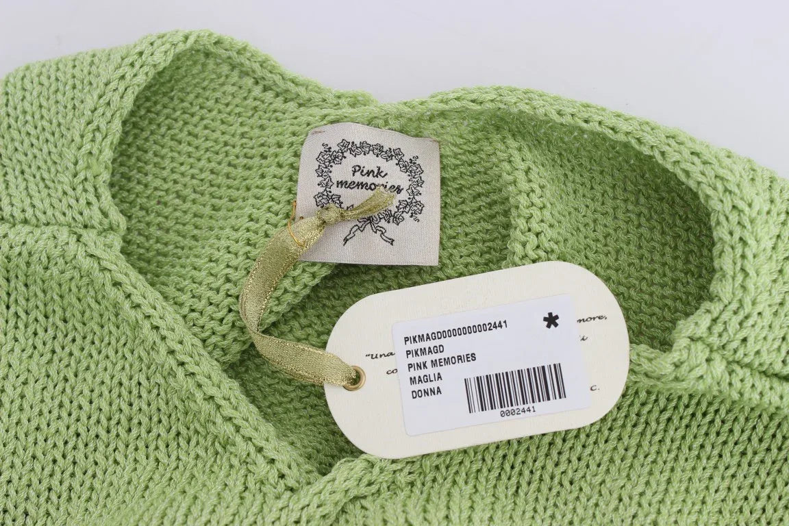 PINK MEMORIES Green Cotton Blend Knitted Sweater - Zeiniez