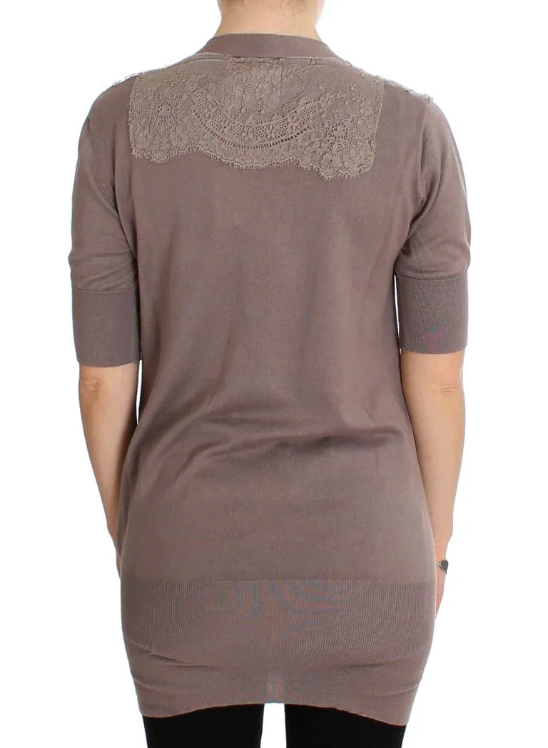 PINK MEMORIES Purple Lace Cotton Cardigan Sweater - Zeiniez