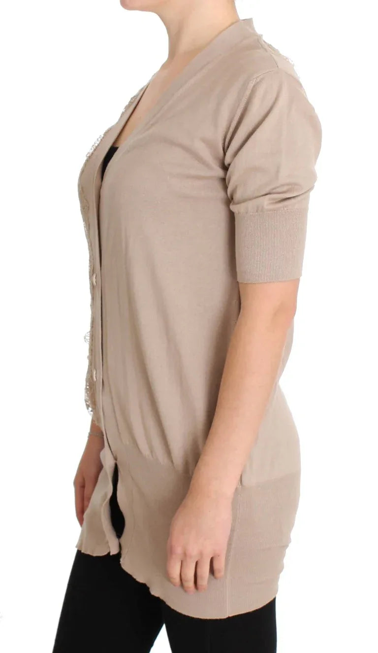 PINK MEMORIES Pink Lace Cotton Cardigan Sweater - Zeiniez