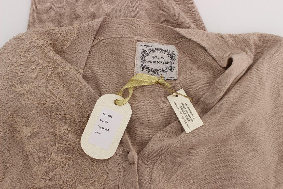 PINK MEMORIES Pink Lace Cotton Cardigan Sweater - Zeiniez