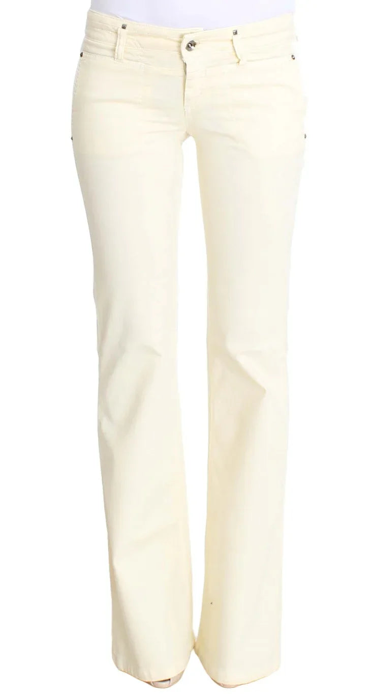 Costume National White Cotton Stretch Flare Jeans - Zeiniez