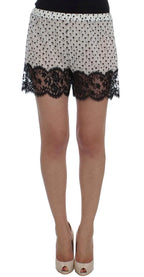 Dolce & Gabbana White Black Floral Lace Silk Sleepwear Shorts - Zeiniez