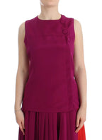 Barbara Casasola Purple Silk Sleeveless Blouse Top - Zeiniez