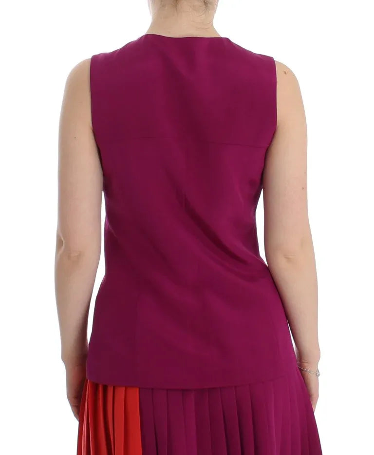 Barbara Casasola Purple Silk Sleeveless Blouse Top - Zeiniez