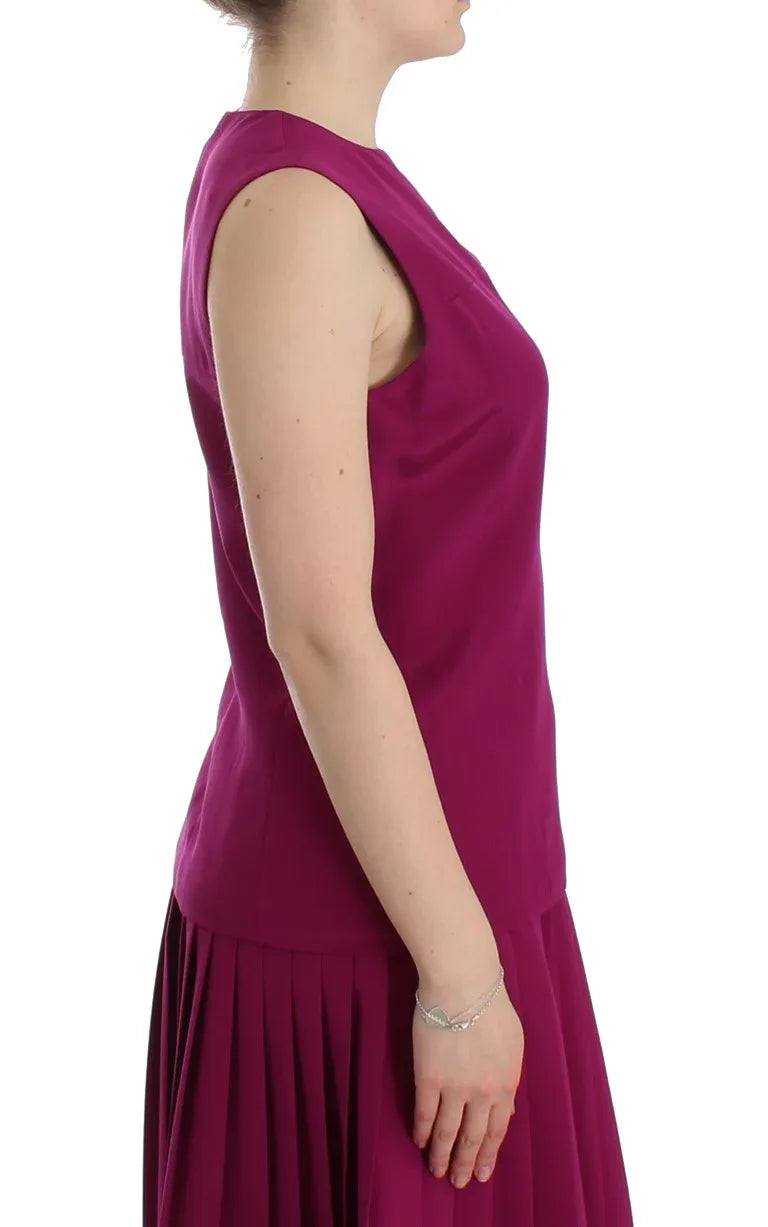 Barbara Casasola Purple Silk Sleeveless Blouse Top - Zeiniez