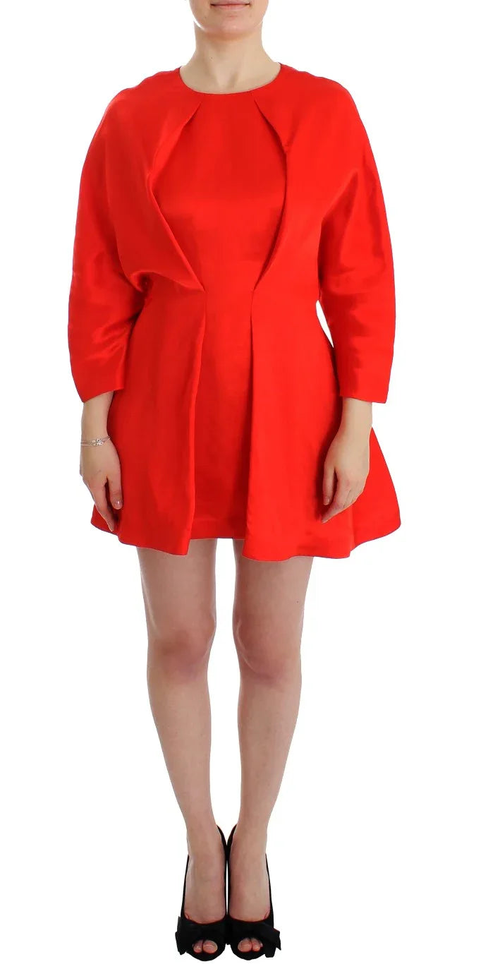 Fyodor Golan Red Mini Linen 3/4 Sleeve Sheath Dress - Zeiniez