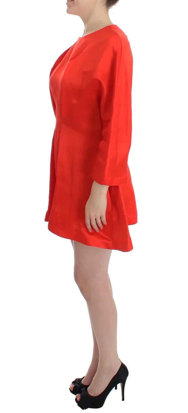 Fyodor Golan Red Mini Linen 3/4 Sleeve Sheath Dress - Zeiniez
