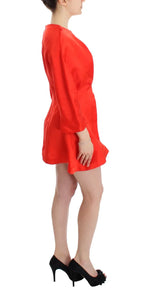 Fyodor Golan Red Mini Linen 3/4 Sleeve Sheath Dress - Zeiniez