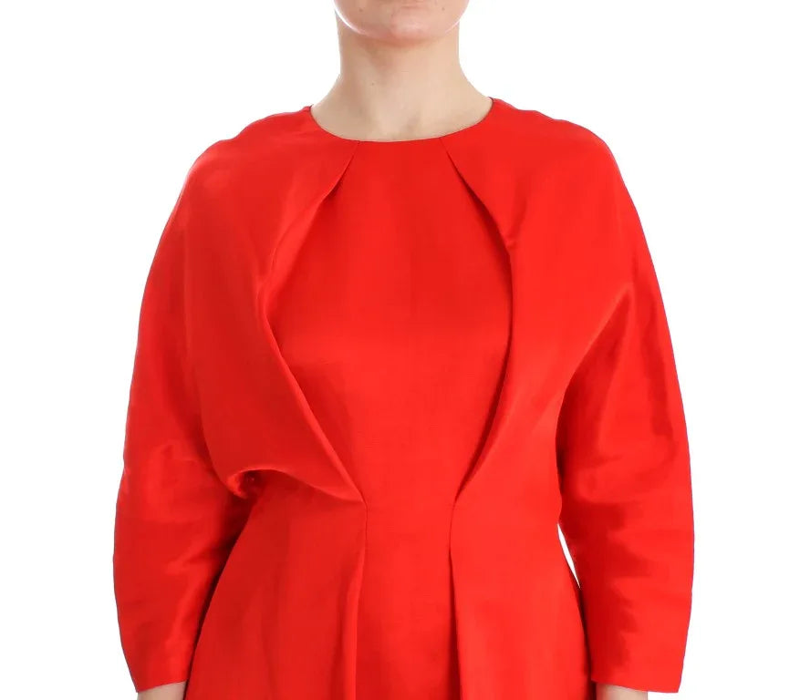 Fyodor Golan Red Mini Linen 3/4 Sleeve Sheath Dress - Zeiniez