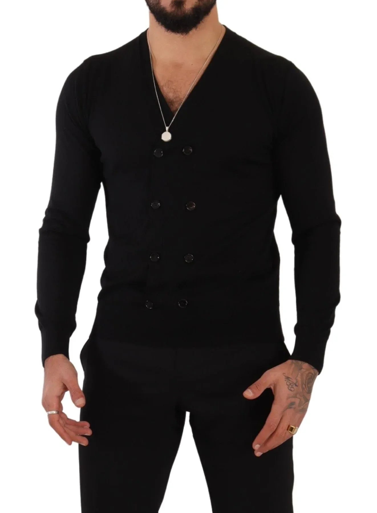 Dolce & Gabbana Black Cashmere Button Down Cardigan Sweater - Zeiniez