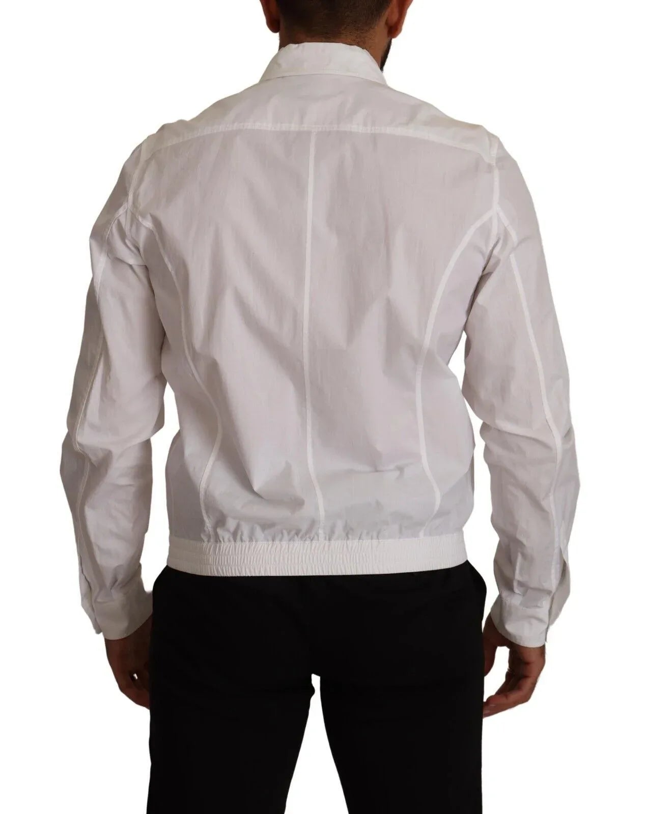 Dolce & Gabbana White Cotton Button Down Men Collared Shirt - Zeiniez