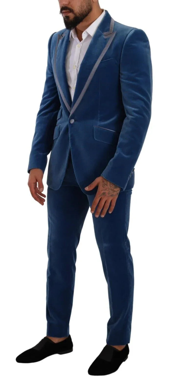 Dolce & Gabbana Blue SICILIA Velvet Slim Fit 2 Piece Suit - Zeiniez