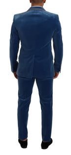 Dolce & Gabbana Blue SICILIA Velvet Slim Fit 2 Piece Suit - Zeiniez