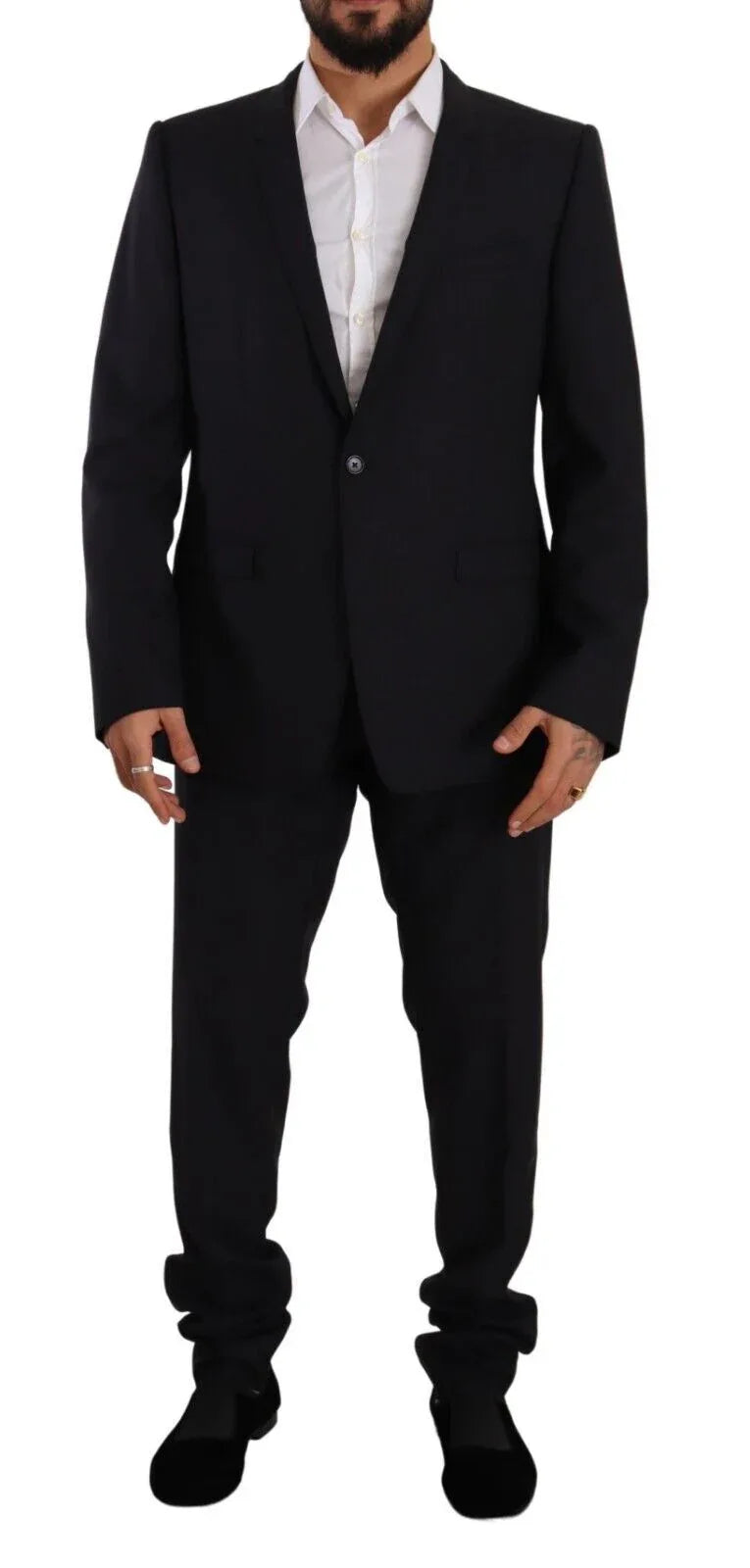 Dolce & Gabbana Blue GOLD Wool Single Breasted 2 Piece Suit - Zeiniez
