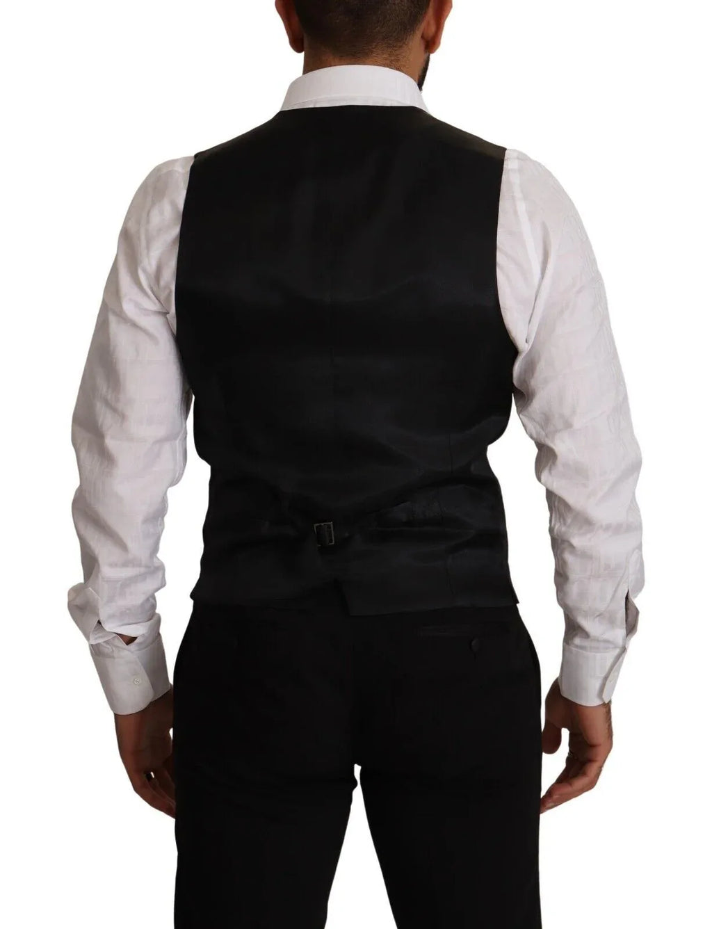 Dolce & Gabbana Blue Striped Wool Stretch Waistcoat Vest - Zeiniez