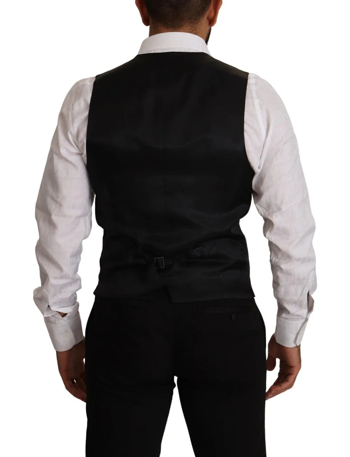 Dolce & Gabbana Blue Striped Wool Stretch Waistcoat Vest - Zeiniez