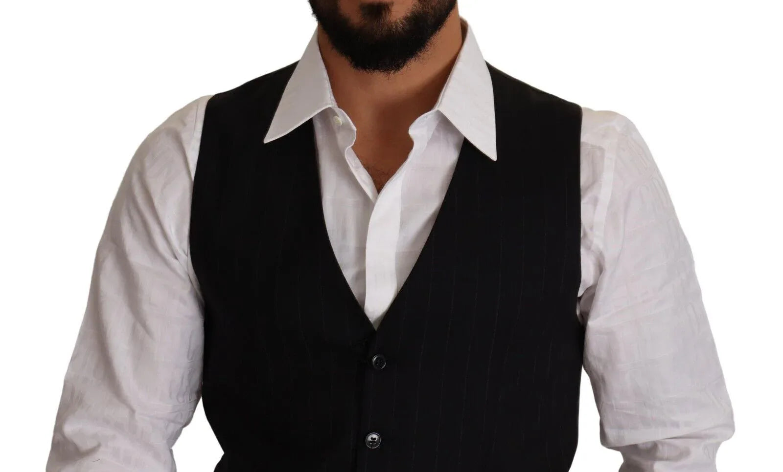 Dolce & Gabbana Blue Striped Wool Stretch Waistcoat Vest - Zeiniez
