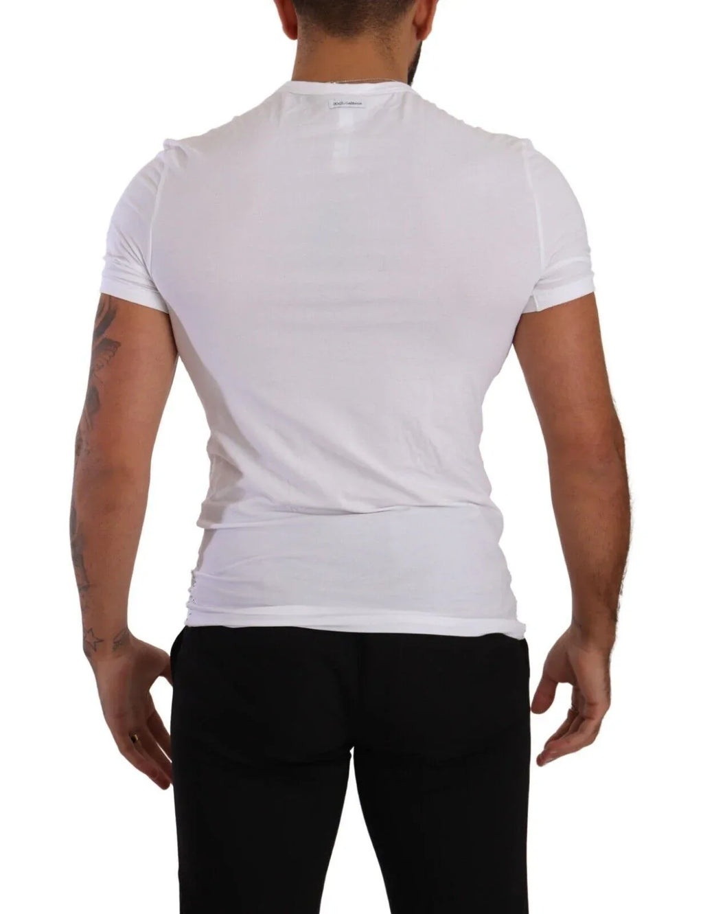 Dolce & Gabbana White Round Neck Cotton Stretch T-shirt Underwear - Zeiniez