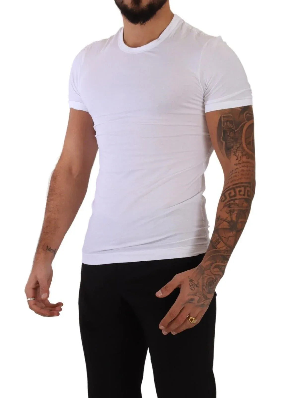 Dolce & Gabbana White Round Neck Cotton Stretch T-shirt Underwear - Zeiniez
