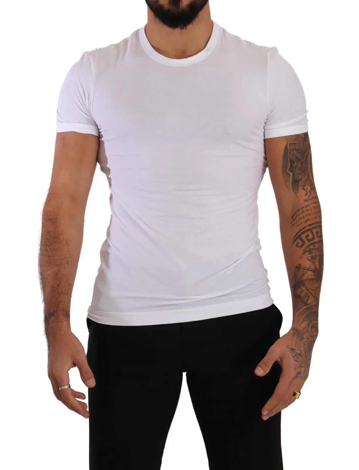 Dolce & Gabbana White Round Neck Cotton Stretch T-shirt Underwear - Zeiniez