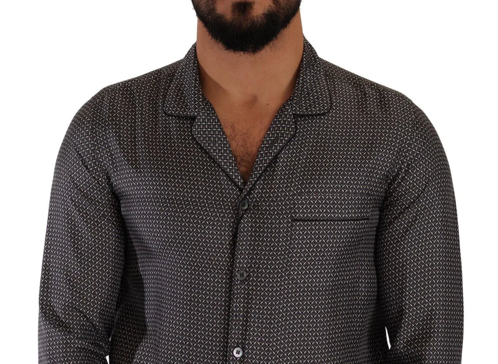 Dolce & Gabbana Gray Fantasy Pattern Pajama Top Mens Shirt - Zeiniez
