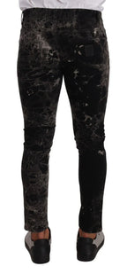 Dolce & Gabbana Black Patterned Skinny Slim Fit Jeans - Zeiniez