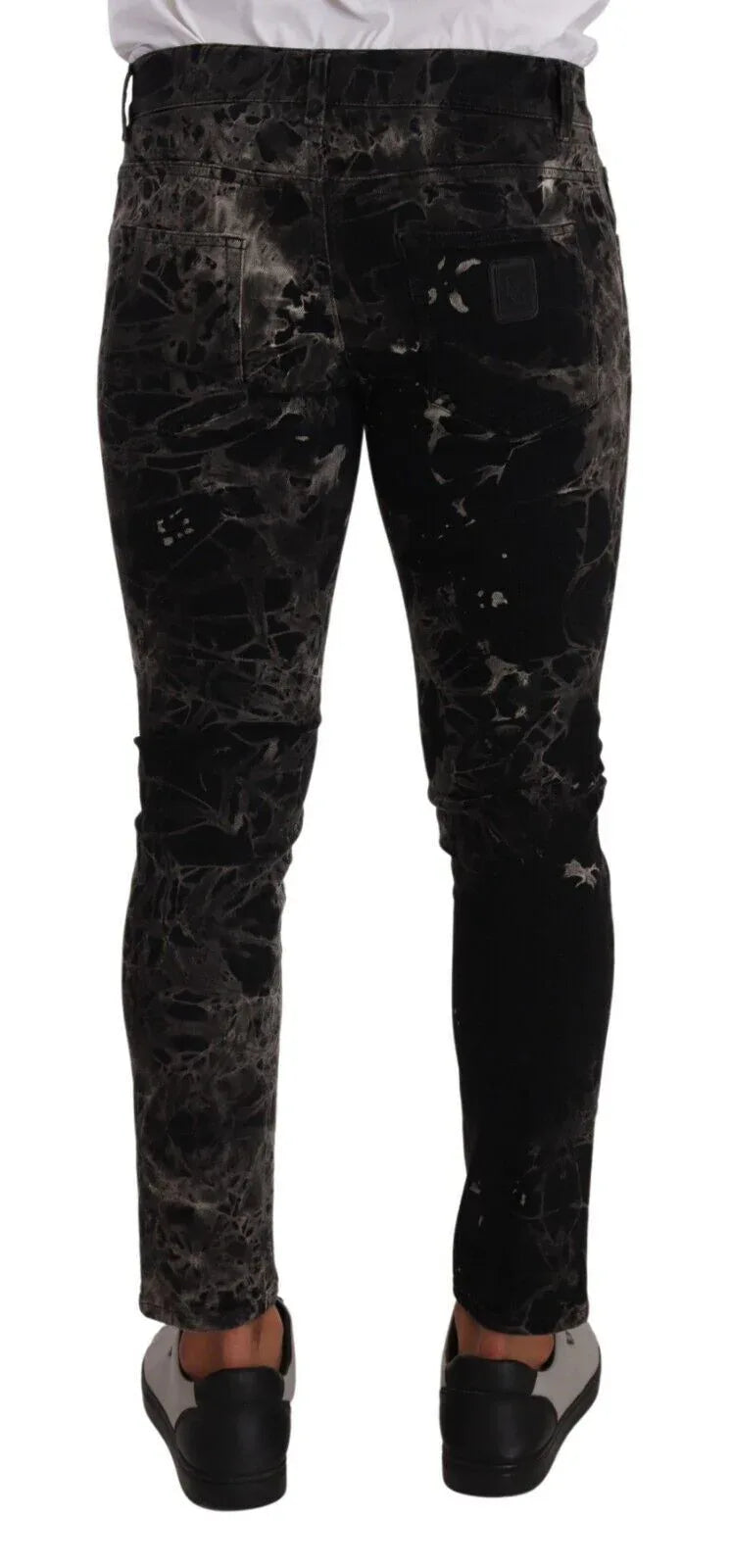 Dolce & Gabbana Black Patterned Skinny Slim Fit Jeans - Zeiniez