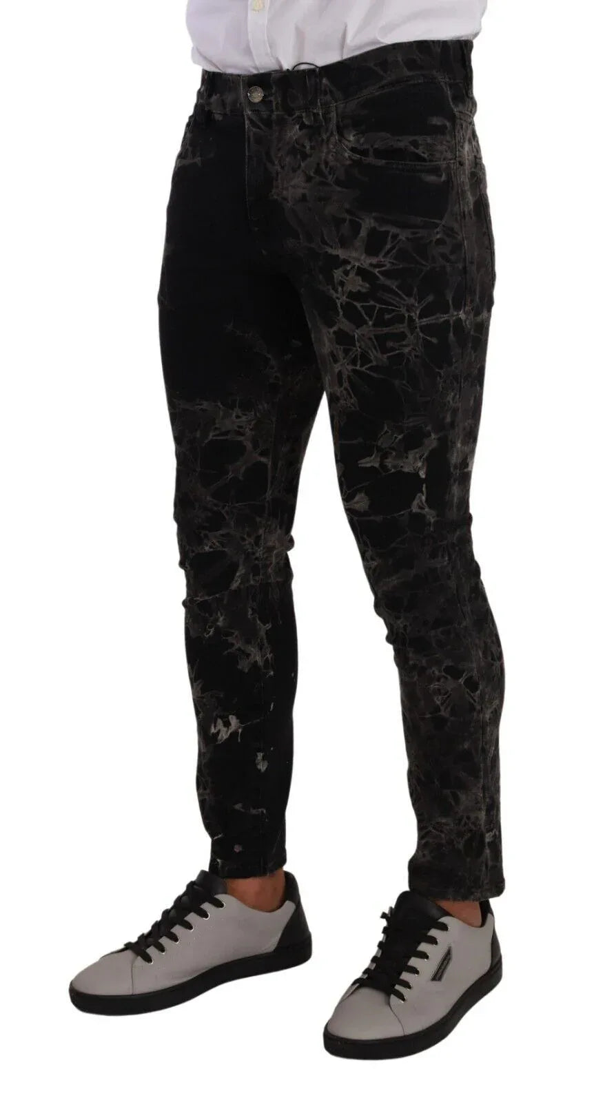 Dolce & Gabbana Black Patterned Skinny Slim Fit Jeans - Zeiniez