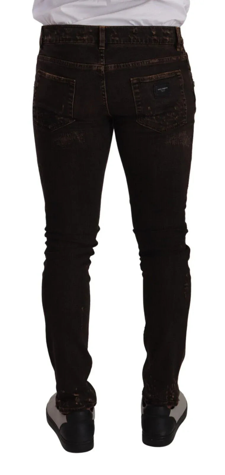 Dolce & Gabbana Brown Distressed Slim Fit Skinny Denim Jeans - Zeiniez
