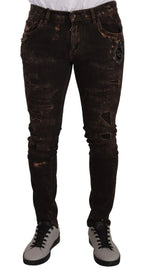 Dolce & Gabbana Brown Distressed Slim Fit Skinny Denim Jeans - Zeiniez