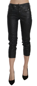 John Galliano Black Washed Mid Waist Slim Leg Cropped Denim Pants - Zeiniez