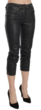 John Galliano Black Washed Mid Waist Slim Leg Cropped Denim Pants - Zeiniez