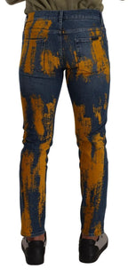 Dolce & Gabbana Blue Yellow Dye Cotton Skinny Men Denim Jeans - Zeiniez