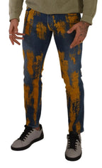 Dolce & Gabbana Blue Yellow Dye Cotton Skinny Men Denim Jeans - Zeiniez