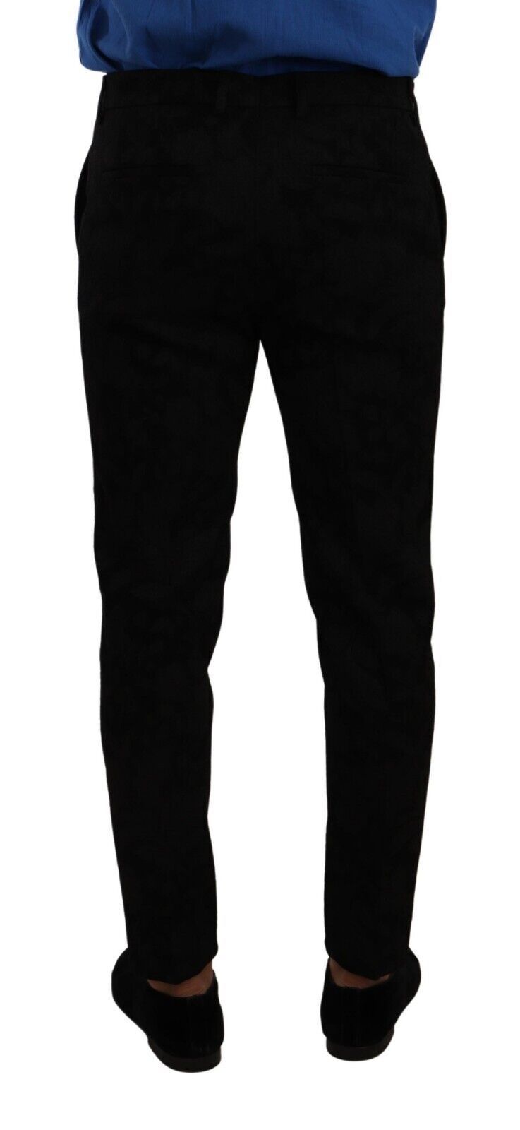 Dolce & Gabbana Black Brocade Skinny Formal Trouser Dress Pants - Zeiniez