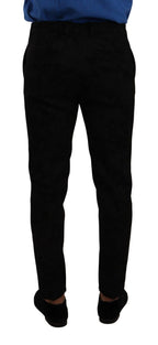 Dolce & Gabbana Black Brocade Skinny Formal Trouser Dress Pants - Zeiniez