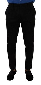 Dolce & Gabbana Black Brocade Skinny Formal Trouser Dress Pants - Zeiniez