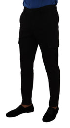 Dolce & Gabbana Black Viscose Skinny Cargo Trouser Pants - Zeiniez