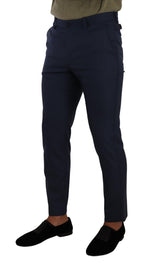 Dolce & Gabbana Dark Blue Wool Skinny Formal Dress Pants - Zeiniez