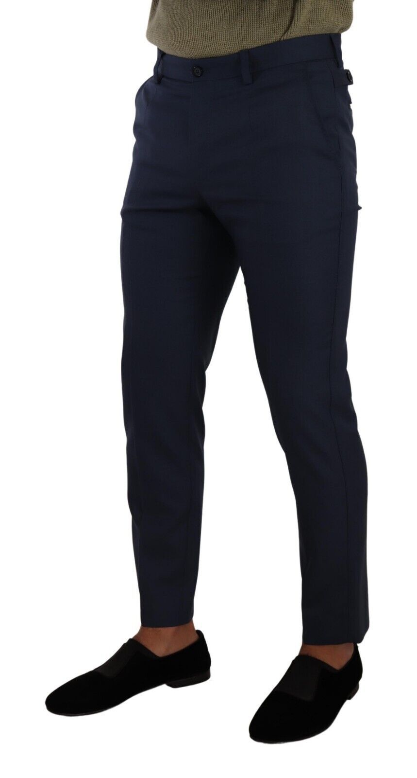 Dolce & Gabbana Dark Blue Wool Skinny Formal Dress Pants - Zeiniez