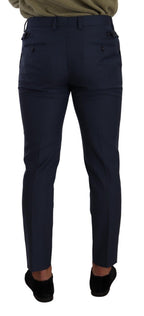 Dolce & Gabbana Dark Blue Wool Skinny Formal Dress Pants - Zeiniez