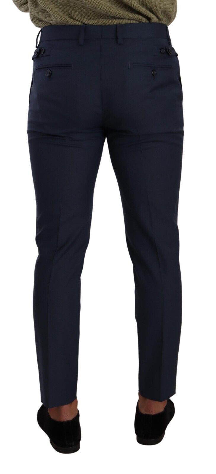 Dolce & Gabbana Dark Blue Wool Skinny Formal Dress Pants - Zeiniez