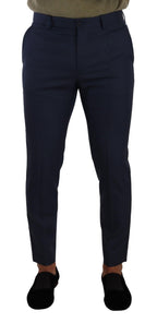 Dolce & Gabbana Dark Blue Wool Skinny Formal Dress Pants - Zeiniez
