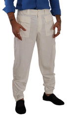 Dolce & Gabbana Off White Cotton Corduroy Cargo Pants - Zeiniez