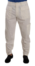 Dolce & Gabbana Off White Cotton Corduroy Cargo Pants - Zeiniez